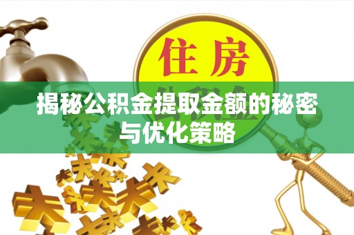 武江揭秘公积金提取金额的秘密与优化策略