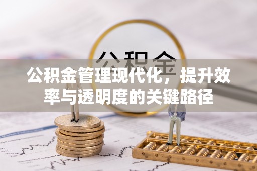武江公积金管理现代化，提升效率与透明度的关键路径